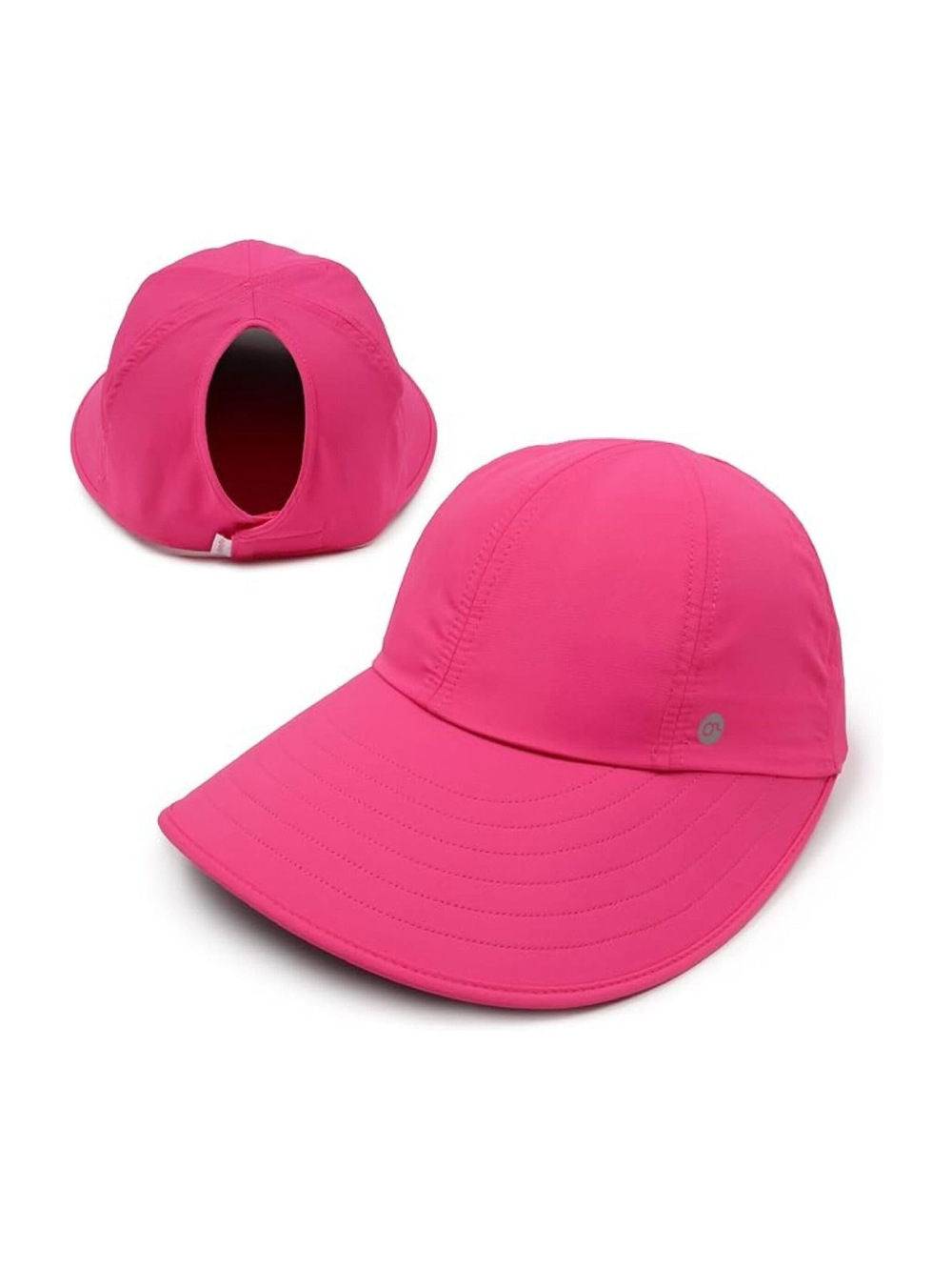 Womens Sunblocker UPF 50 Wide Brim Ponytail Sun Hat | Hot Pink | Size OS